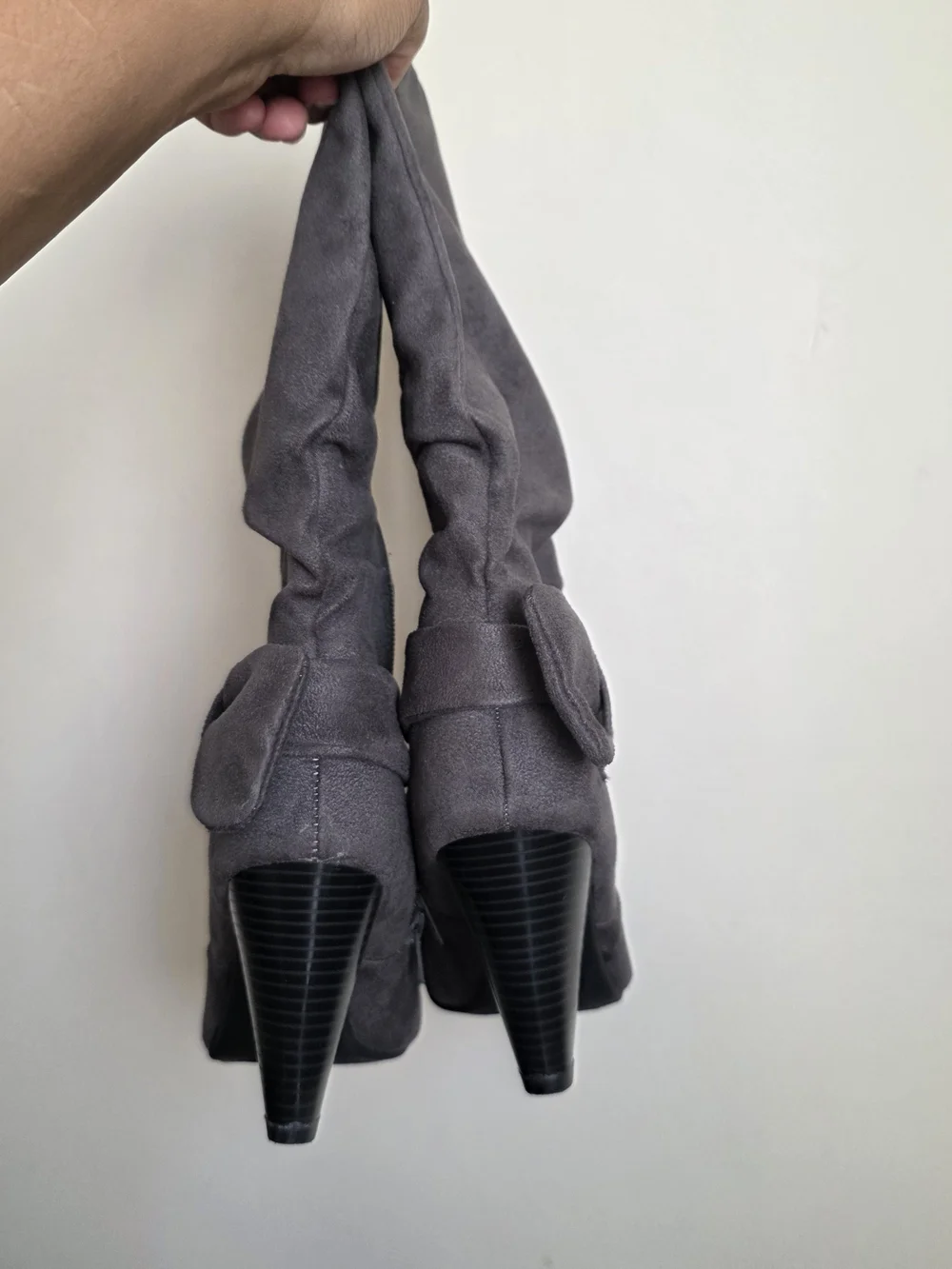 Apt. 9 Gray Suede Mid-Calf Heeled Boots